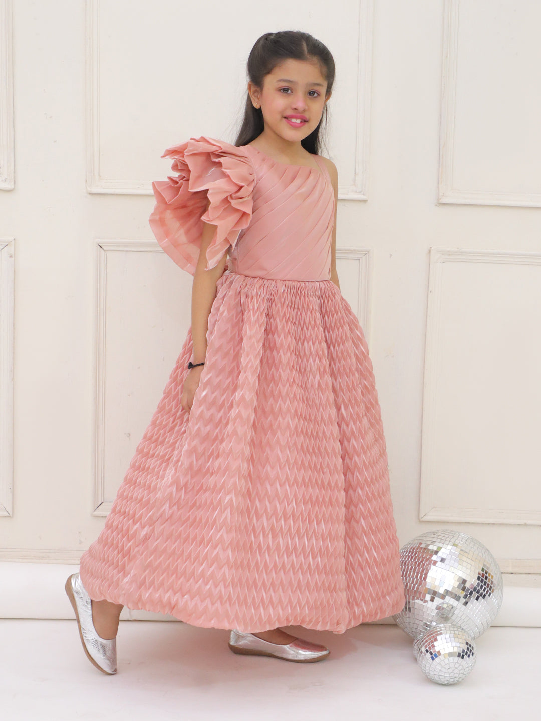 KID1 Glam Party Wear Gown Peach