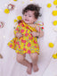 KID1 Floral Frilly Short Frock Yellow
