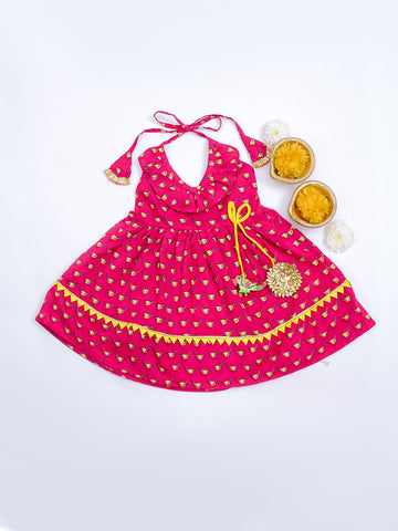 KID1 Chidiya Ruffle Dress Pink