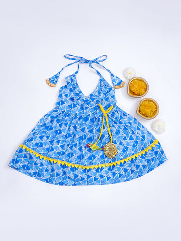 KID1 Trikon Ruffle Dress Blue