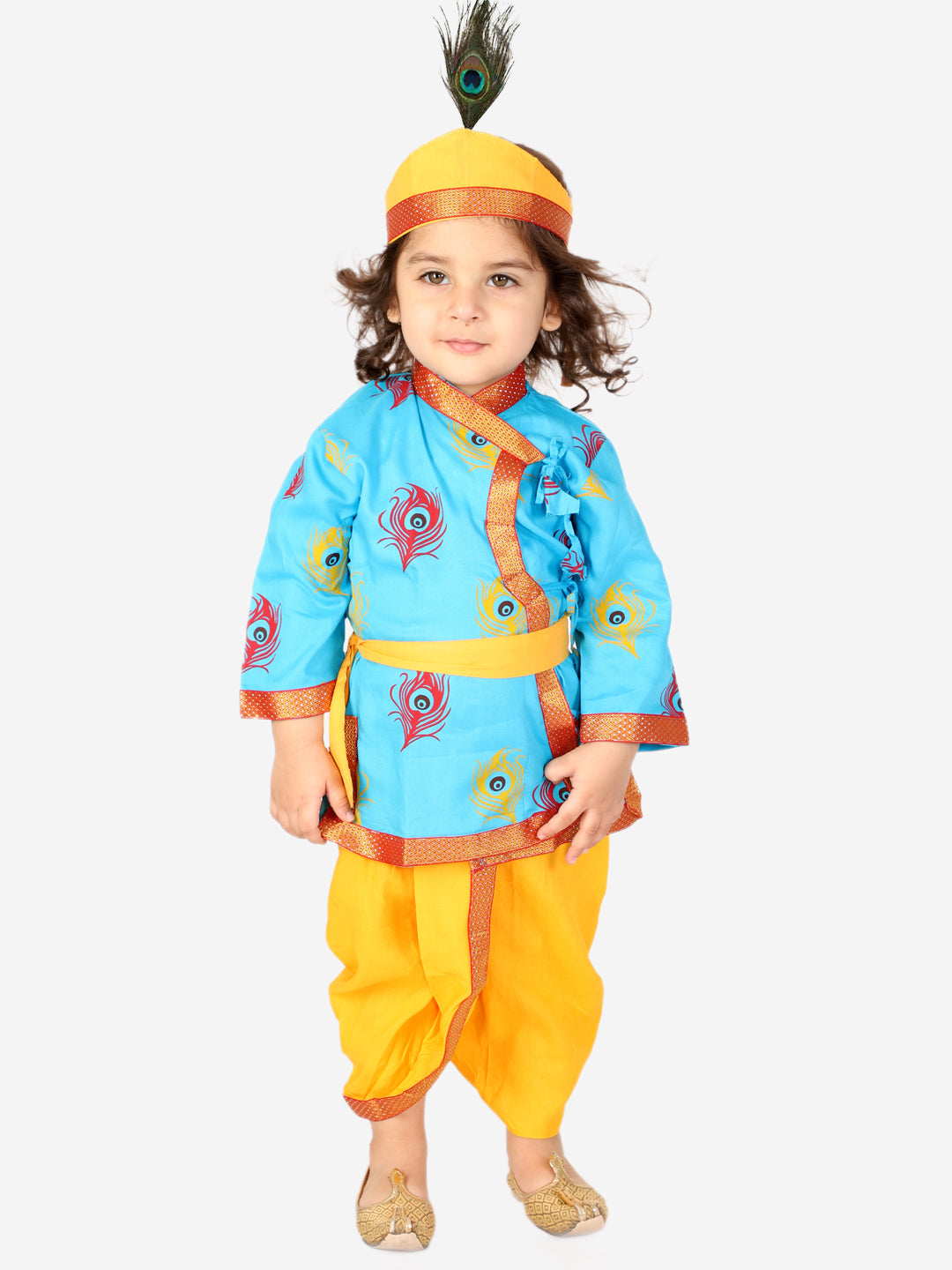 KID1 Mor Pankh Kanha Angrakha Dhoti Set Blue
