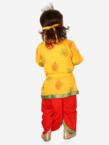 KID1 Mor Pankh Kanha Angrakha Dhoti Set Yellow
