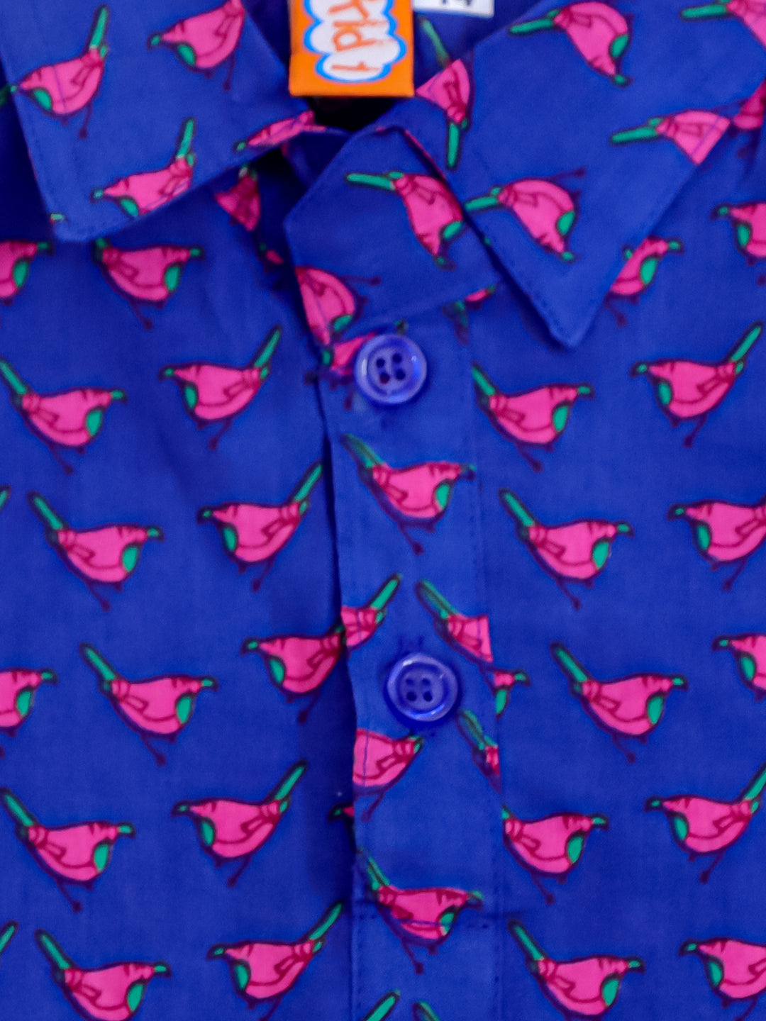 KID1 Chirpy Bird Shirt Kurta with Lungi Blue