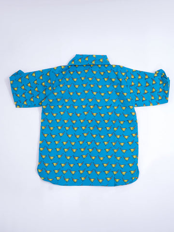 KID1 Chirpy Bird Shirt Kurta with Lungi Turquoise