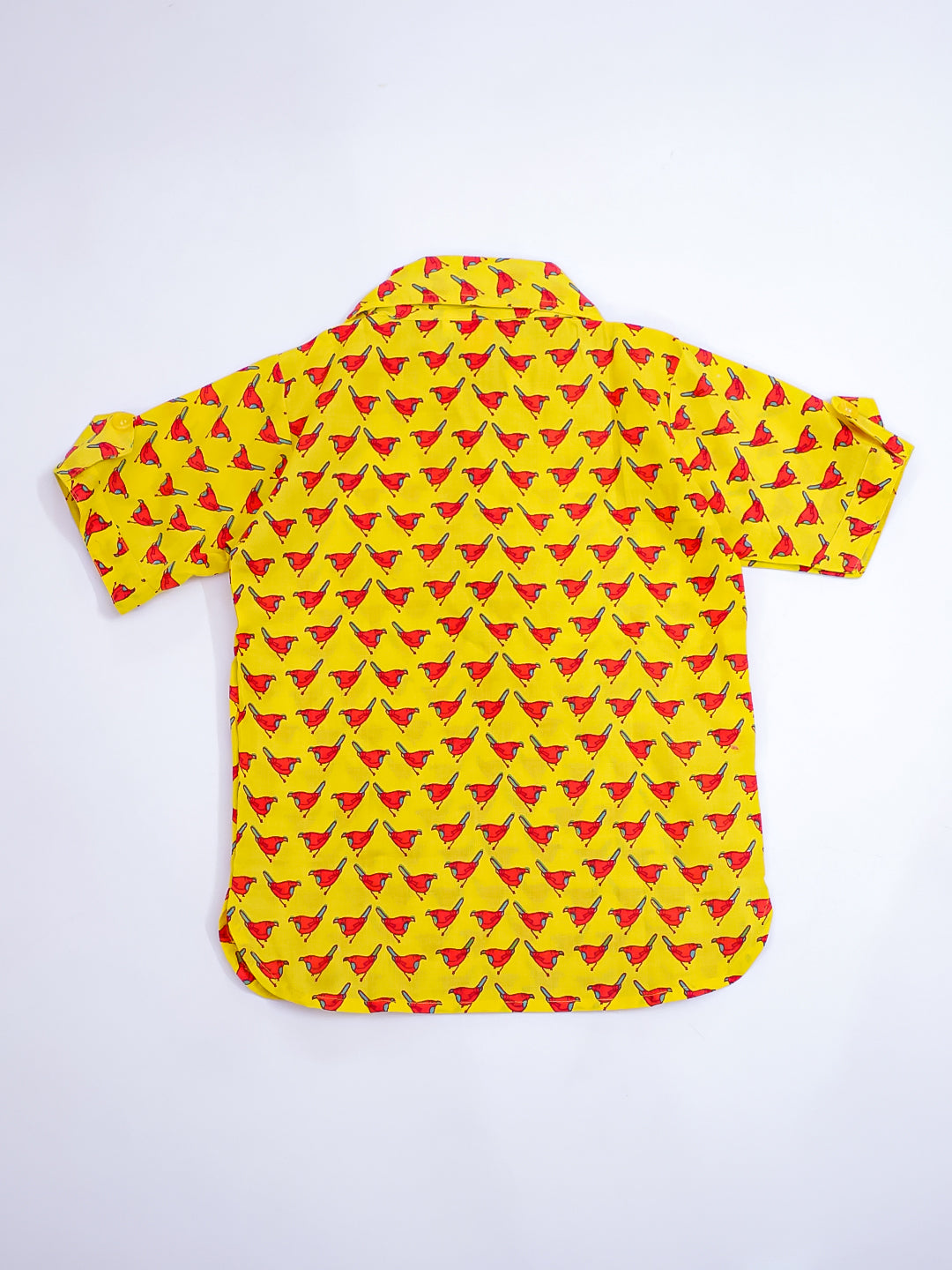 KID1 Chirpy Bird Shirt Kurta with Lungi Yellow
