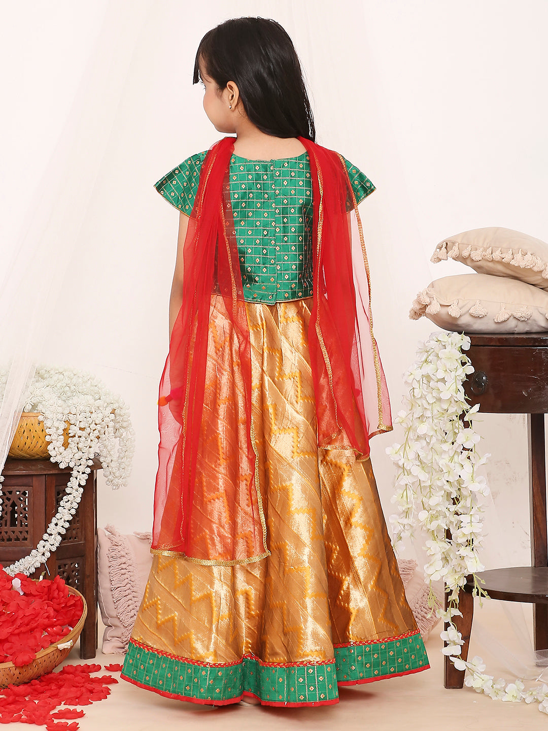 KID1 Royal Lehenga Choli Green
