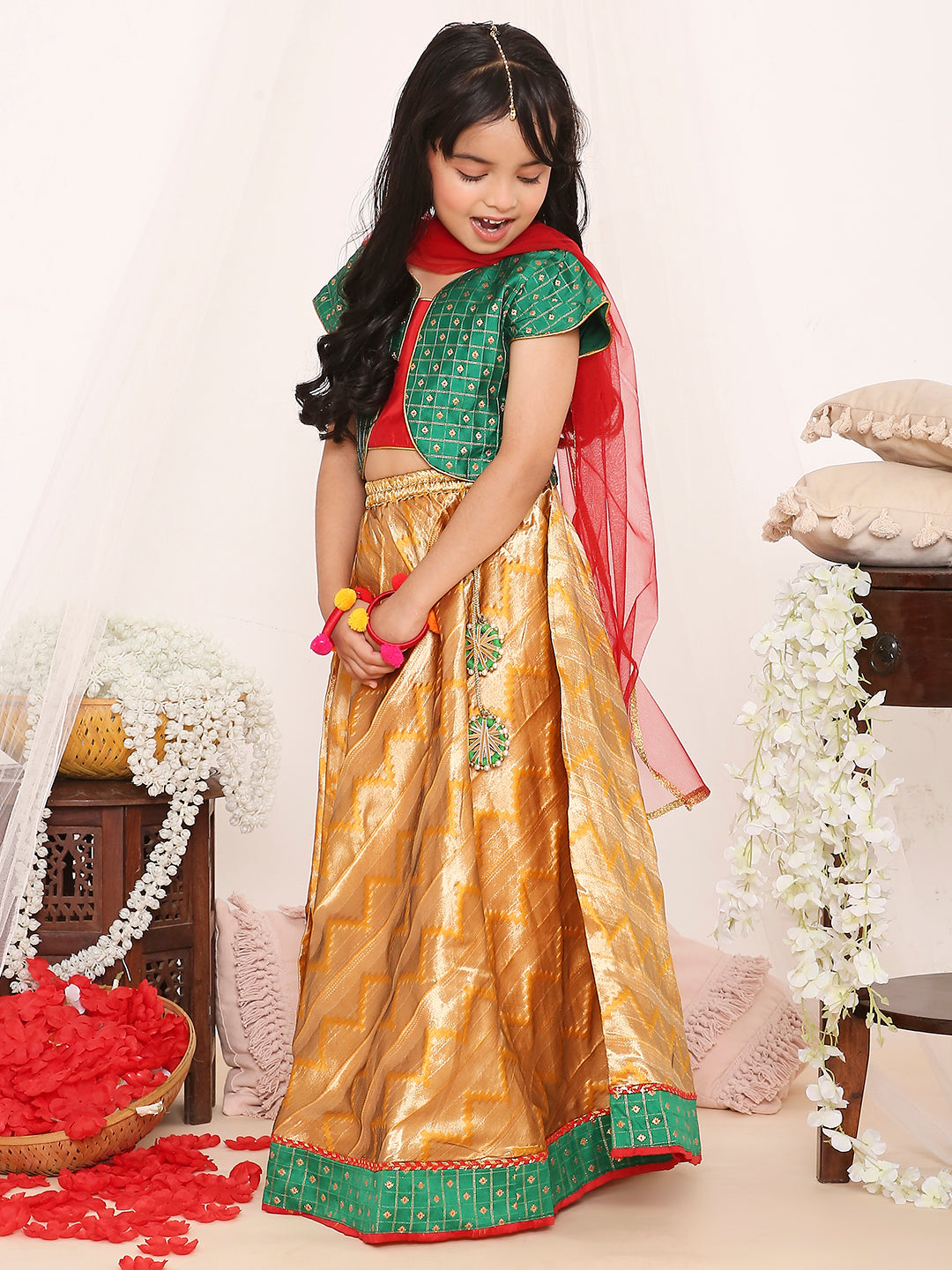 KID1 Royal Lehenga Choli Green