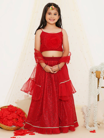 KID1 Anya Lehenga Choli Set Red