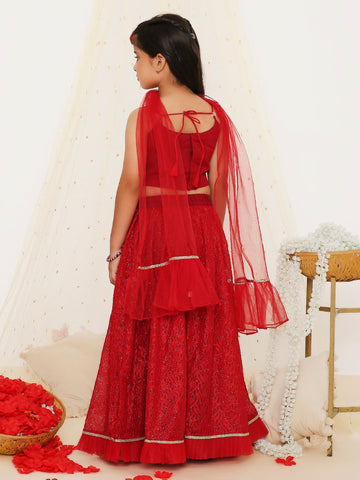 KID1 Anya Lehenga Choli Set Red