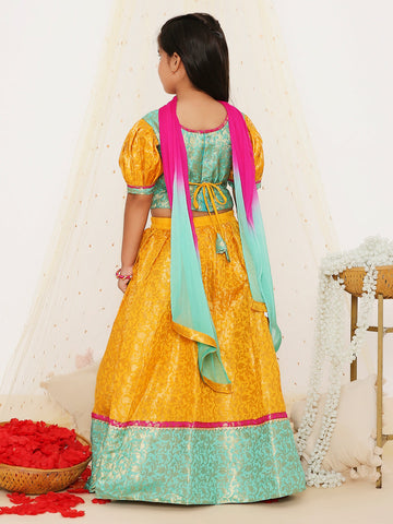 KID1 Parvati Jaquard Lehenga Choli Yellow