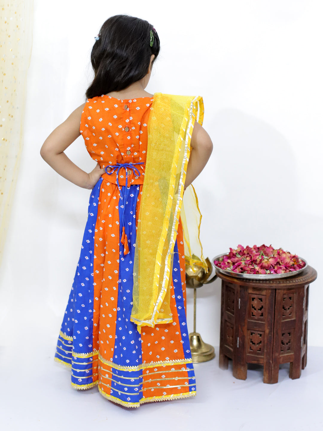 KID1 Chanda Bandhani Lehenga Choli Orange