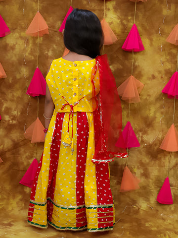 KID1 Chanda Bandhani Lehenga Choli Yellow