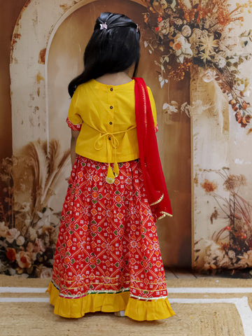 KID1 Pari Patola Lehenga Choli  Yellow