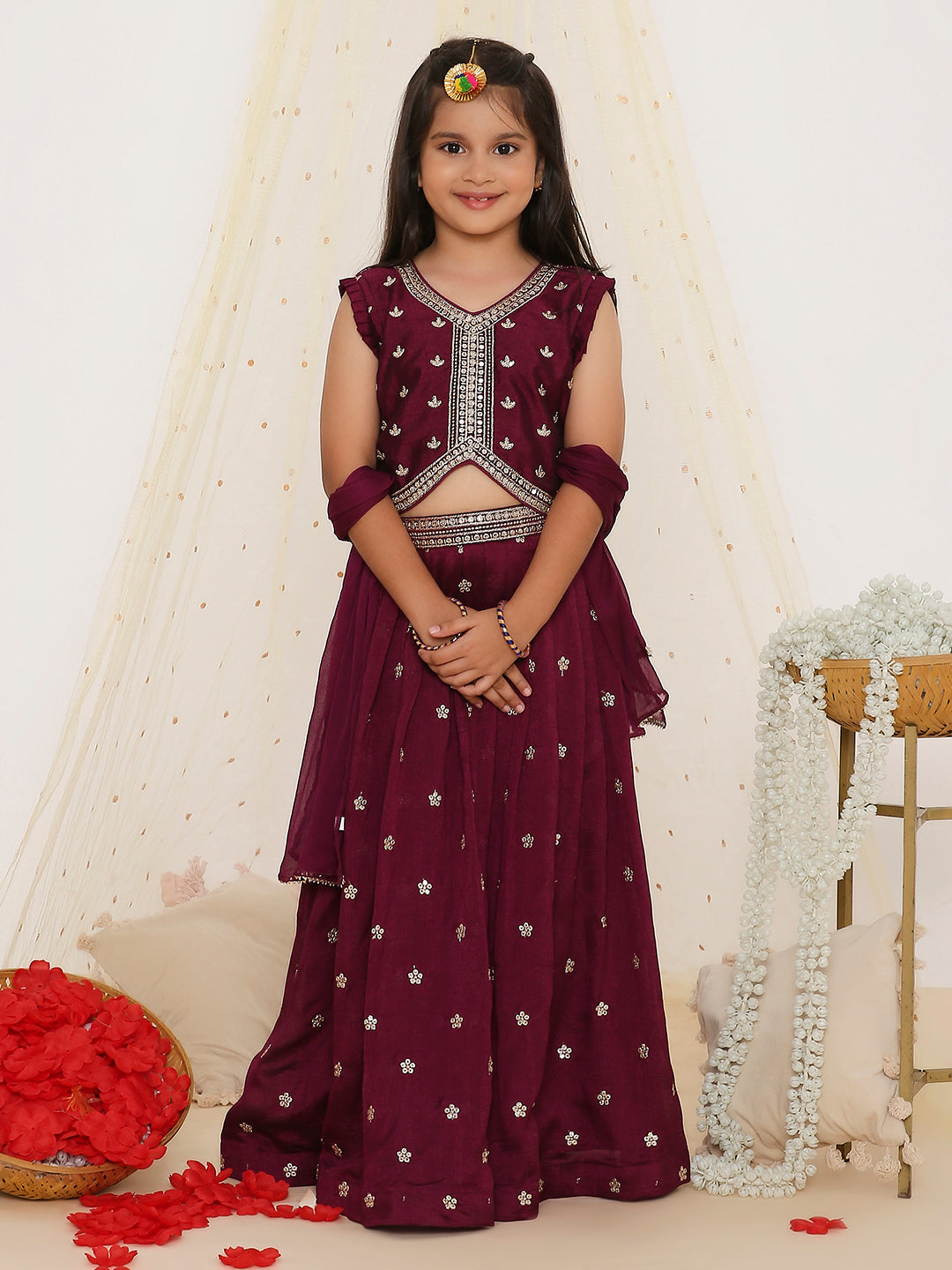 KID1 Alia Embroidered Choli with Lehenga Wine