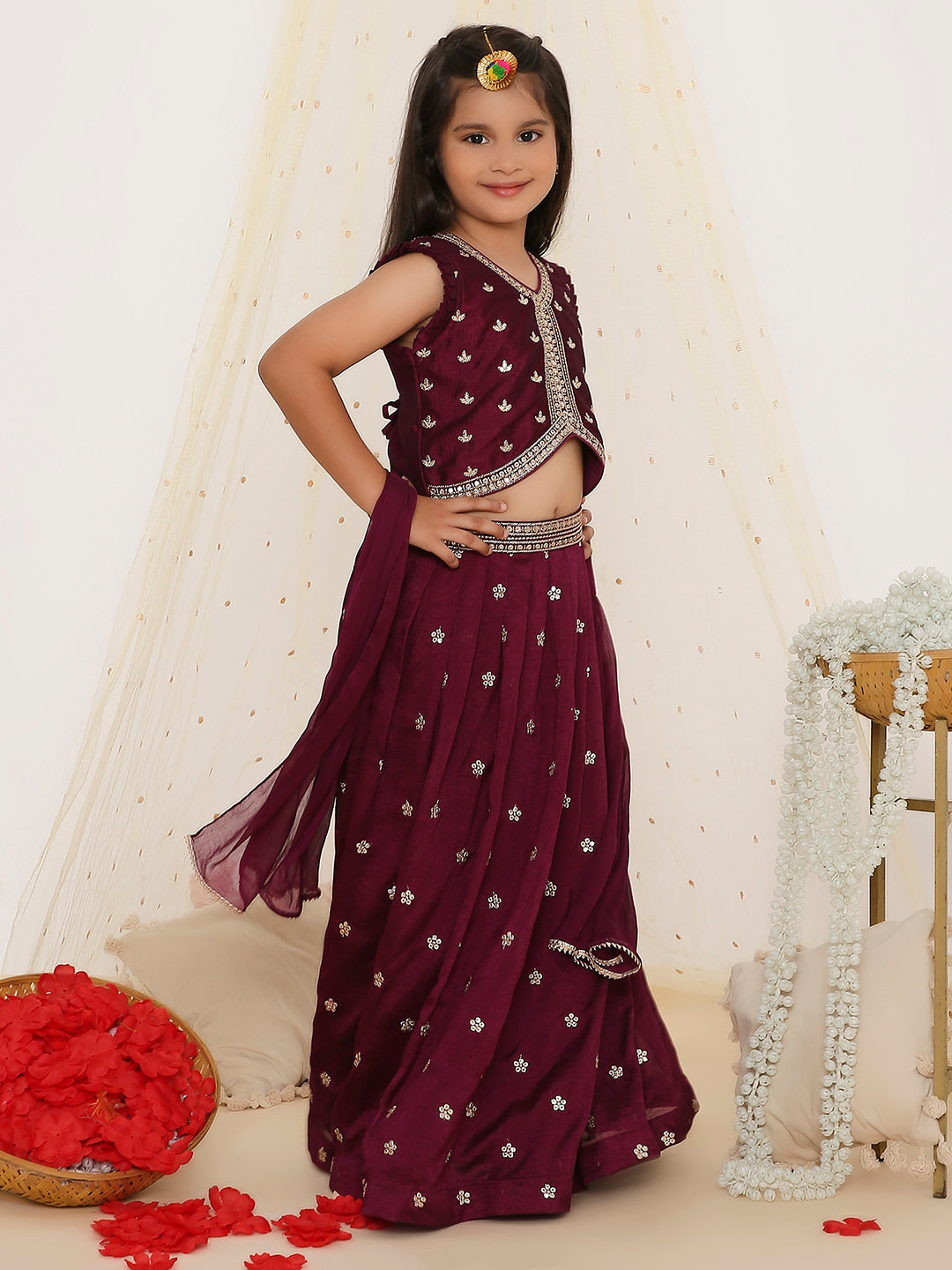 KID1 Alia Embroidered Choli with Lehenga Wine