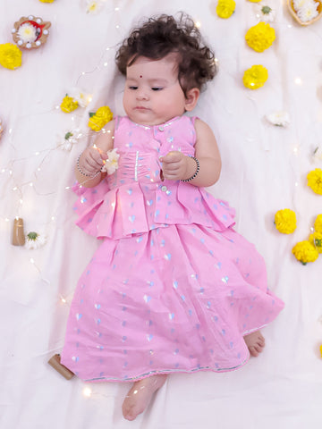 KID1 Tiny Hearts Choli Lehenga Set Pink