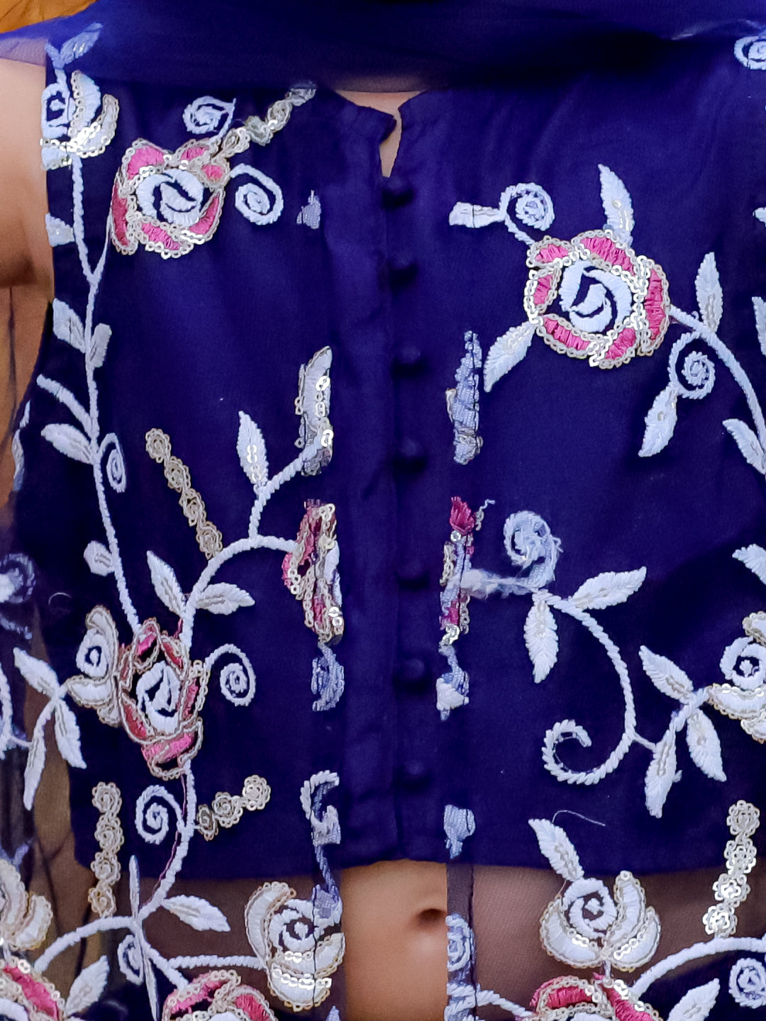 KID1 Rose Bliss Lehenga Choli Navy Blue