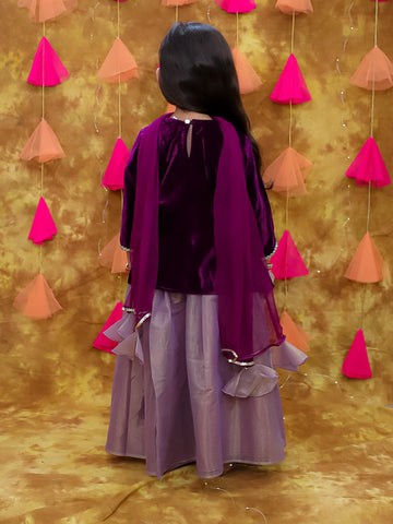 KID1 Alina Velvet Lehenga Purple