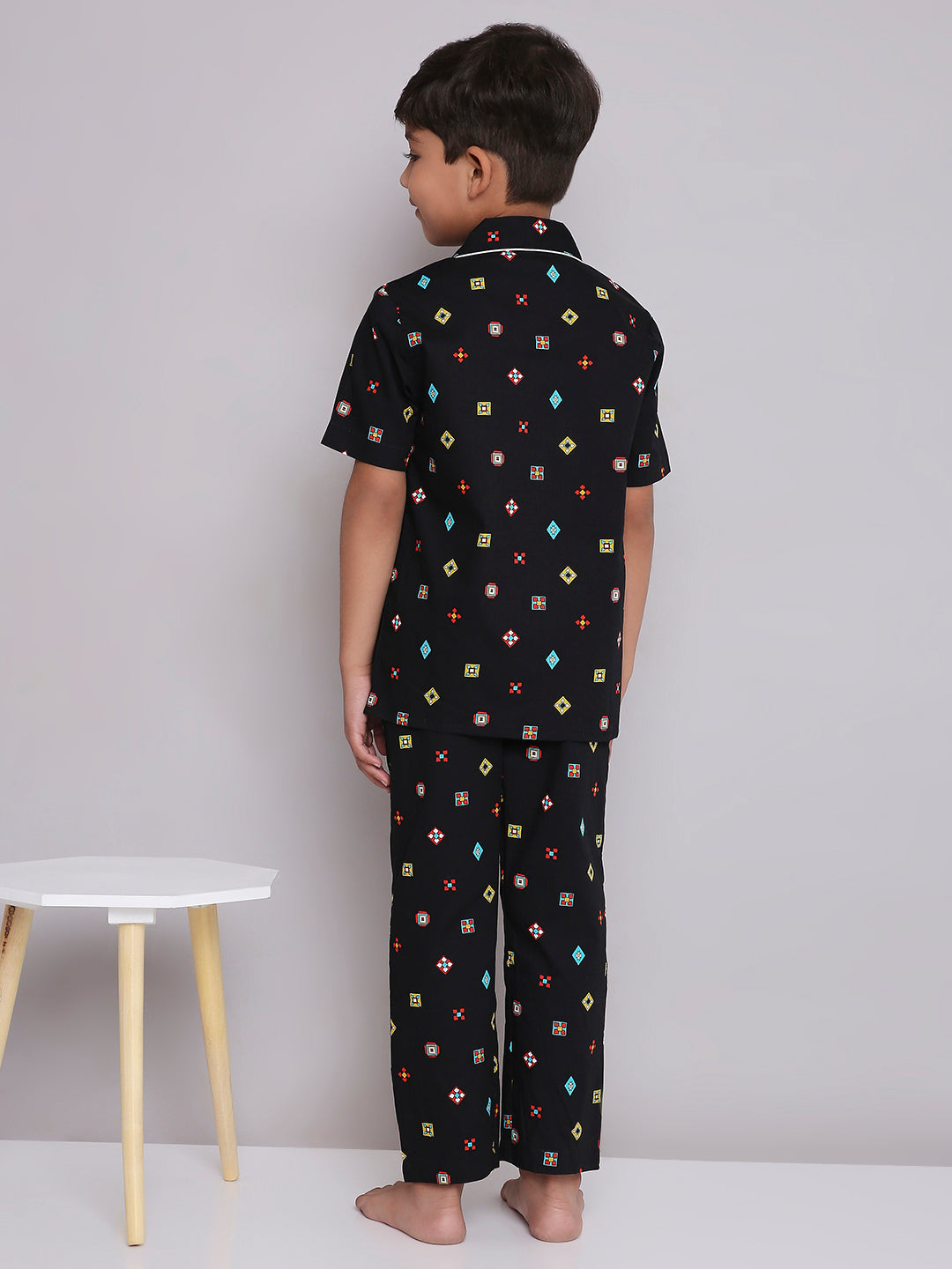 KID1 Quirky Print Night Suit Set Black