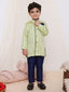 KID1 Front Open Kurta Pyjama Green