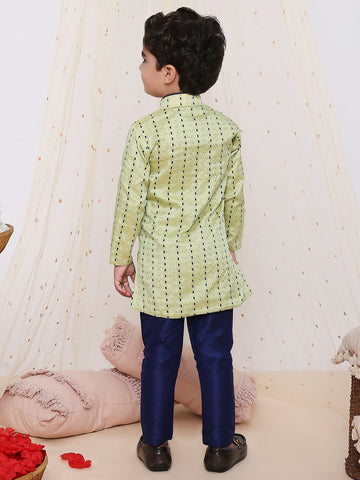 KID1 Front Open Kurta Pyjama Green