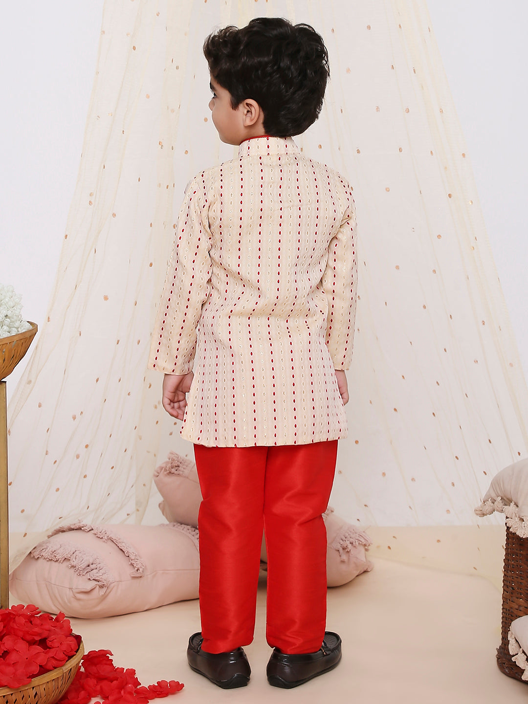 KID1 Front Open Kurta Pyjama White