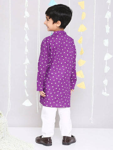KID1 Chanda Bandhani Kurta Pyjama Purple