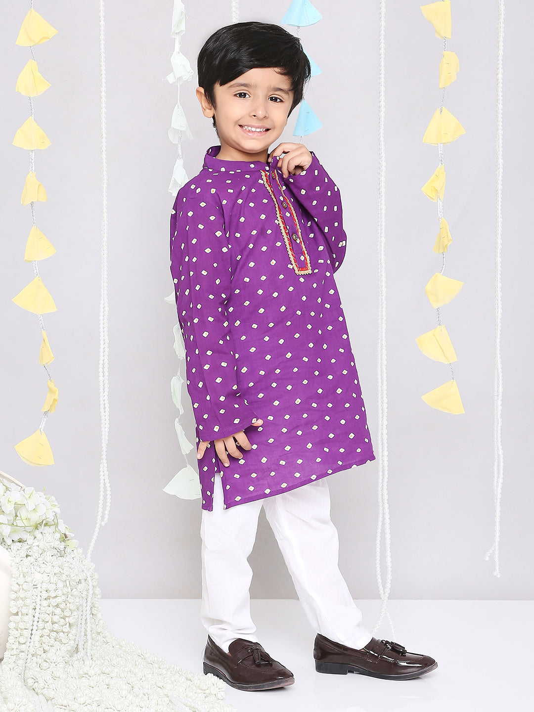 KID1 Chanda Bandhani Kurta Pyjama Purple