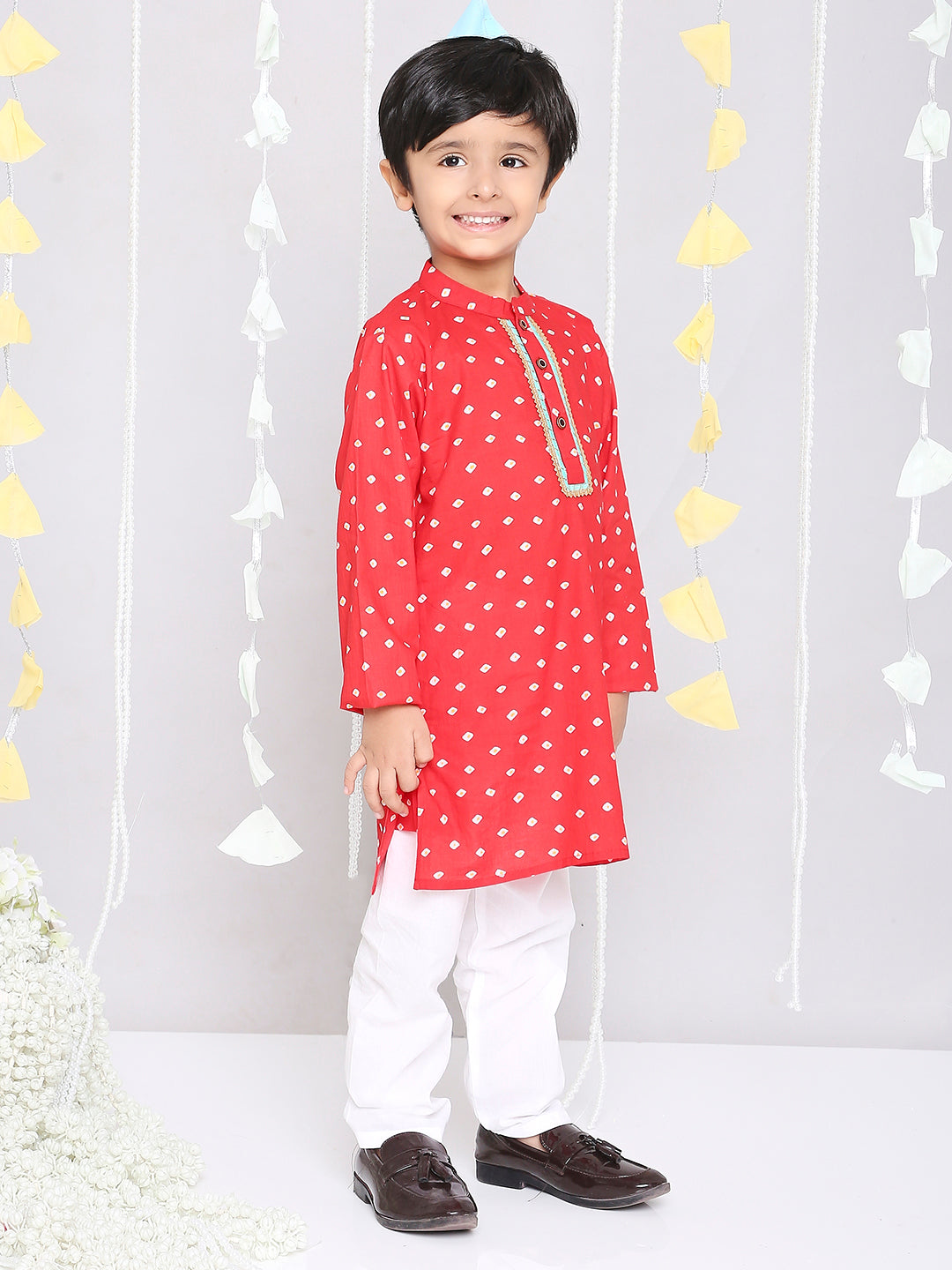 KID1 Chanda Bandhani Kurta Pyjama Red