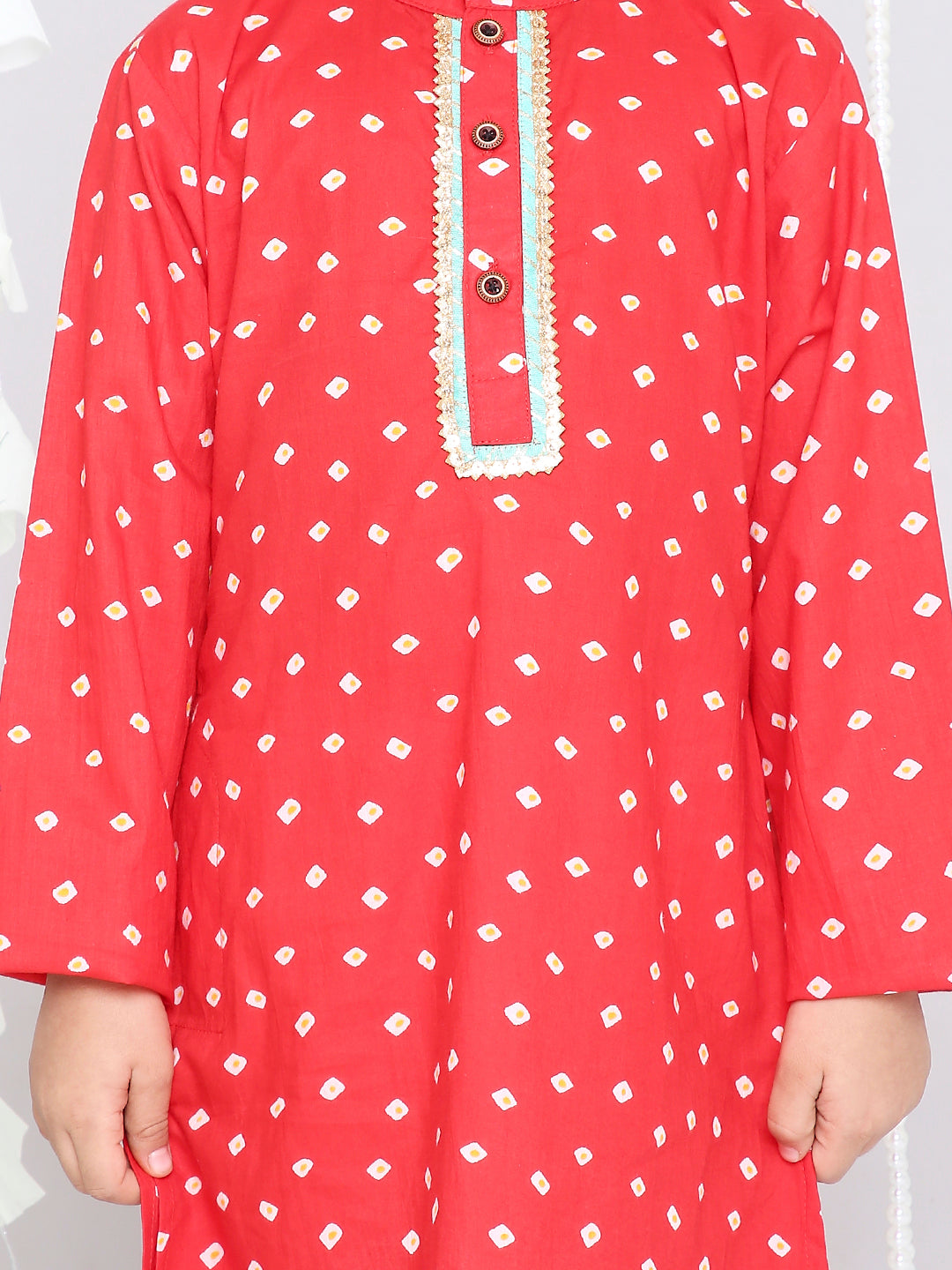 KID1 Chanda Bandhani Kurta Pyjama Red