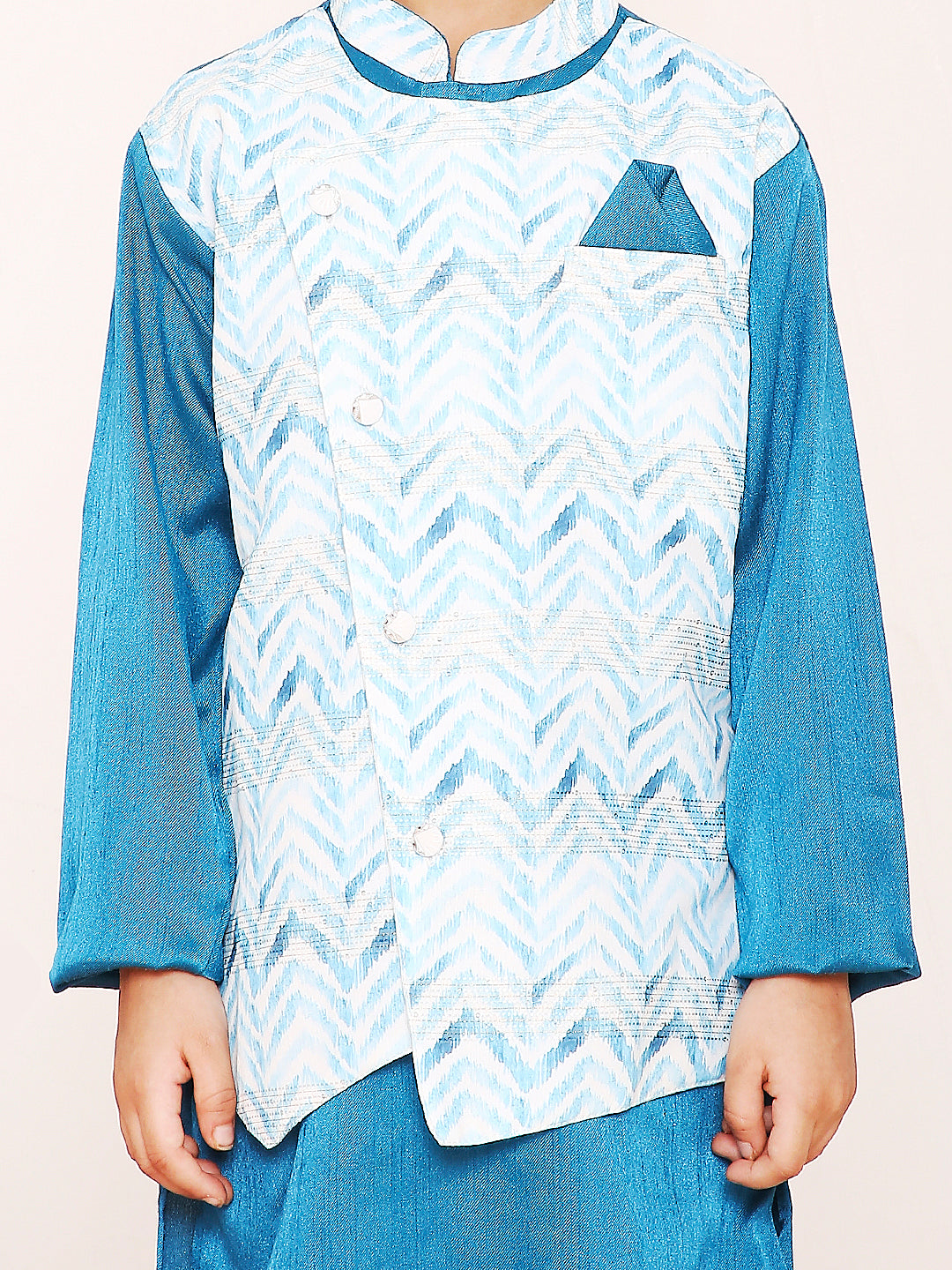 KID1 Samar Attached Jacket Kurta Pyjama Blue