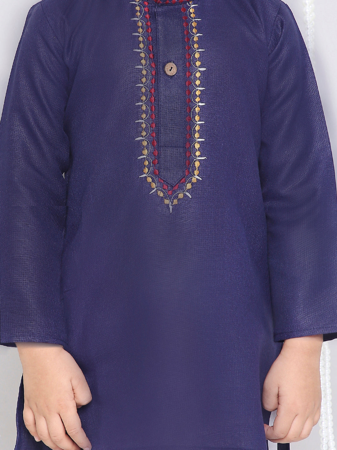 KID1 Embroidered Kurta and Pyjama Set Navy Blue