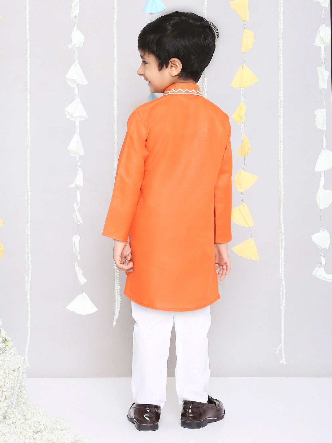 KID1 Embroidered Kurta and Pyjama Set Orange