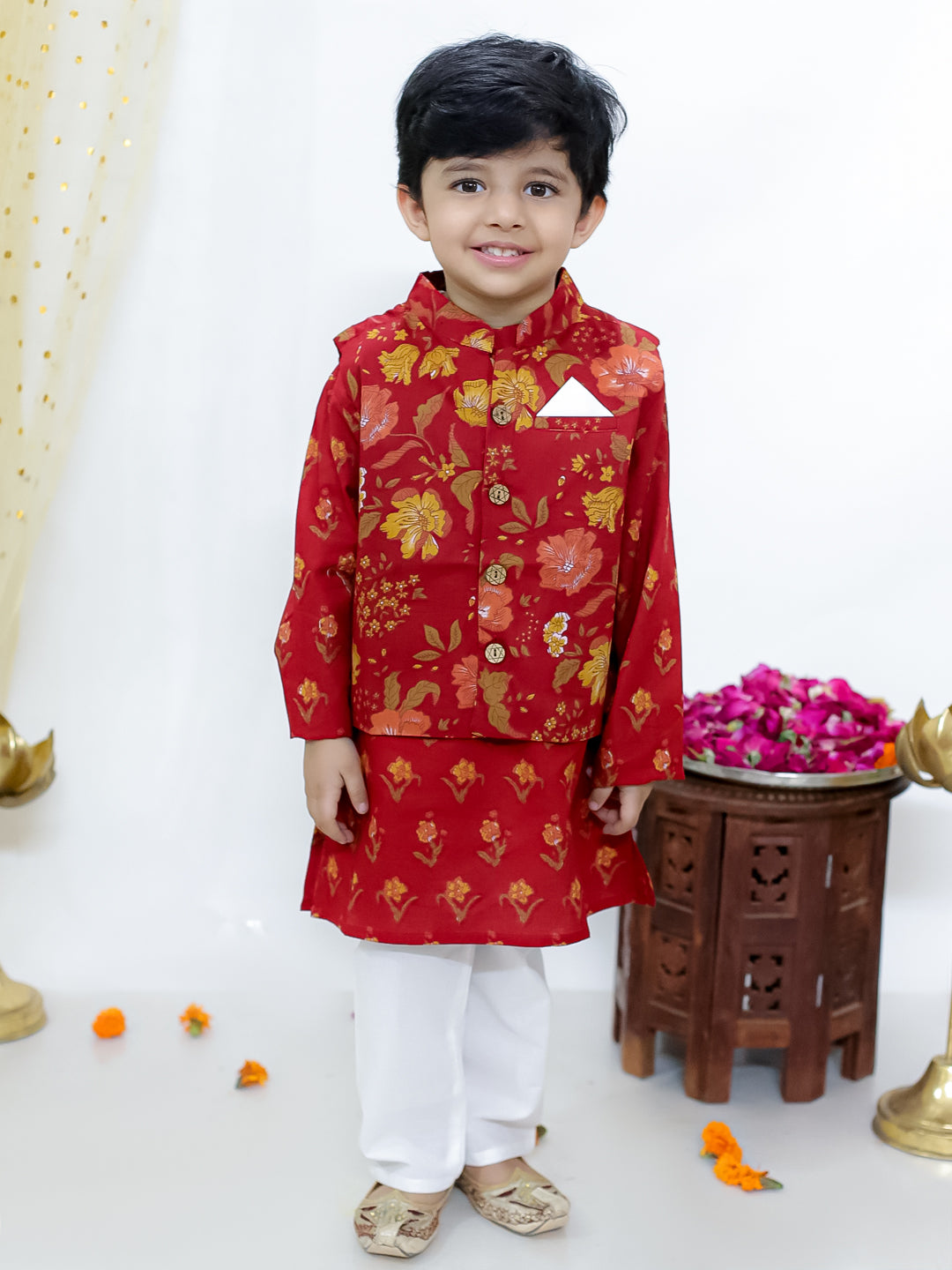 KID1 Asmi Jacket Kurta Pyjama Set Maroon