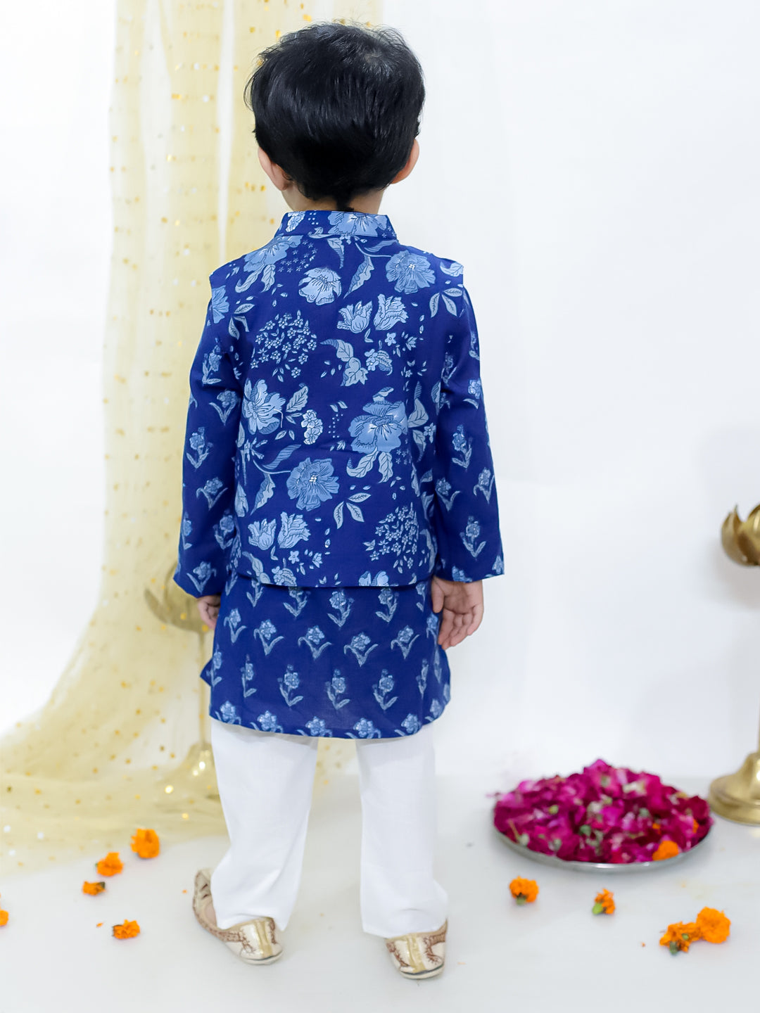 KID1 Asmi Jacket Kurta Pyjama Set Navy Blue