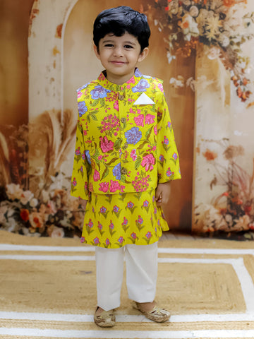 KID1 Asmi Jacket Kurta Pyjama Set Yellow