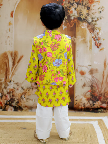 KID1 Asmi Jacket Kurta Pyjama Set Yellow