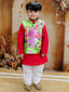 KID1 Spring Floral Jacket Kurta Pyjama Red