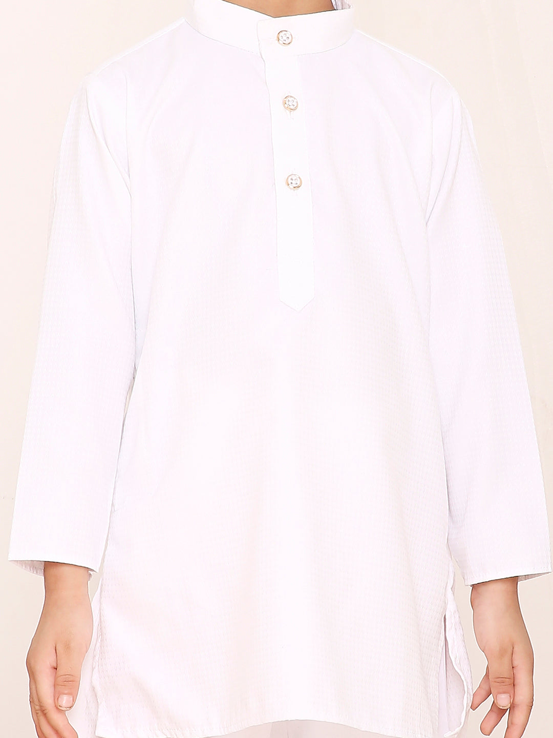 KID1 Self Design Kurta Pyjama  Set White