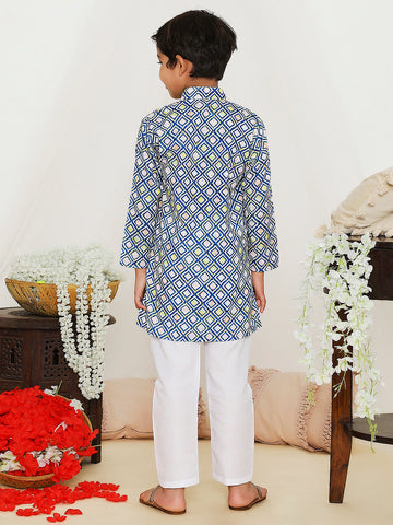 KID1 Self Embroidered Kurta Pyjama Blue