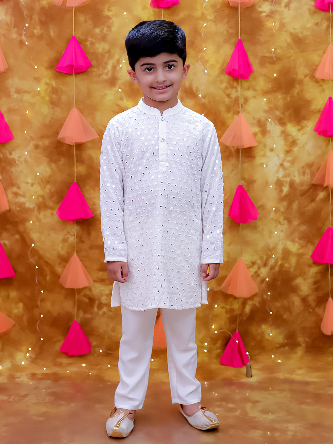KID1 Mirror Shimmer Kurta Pyjama White
