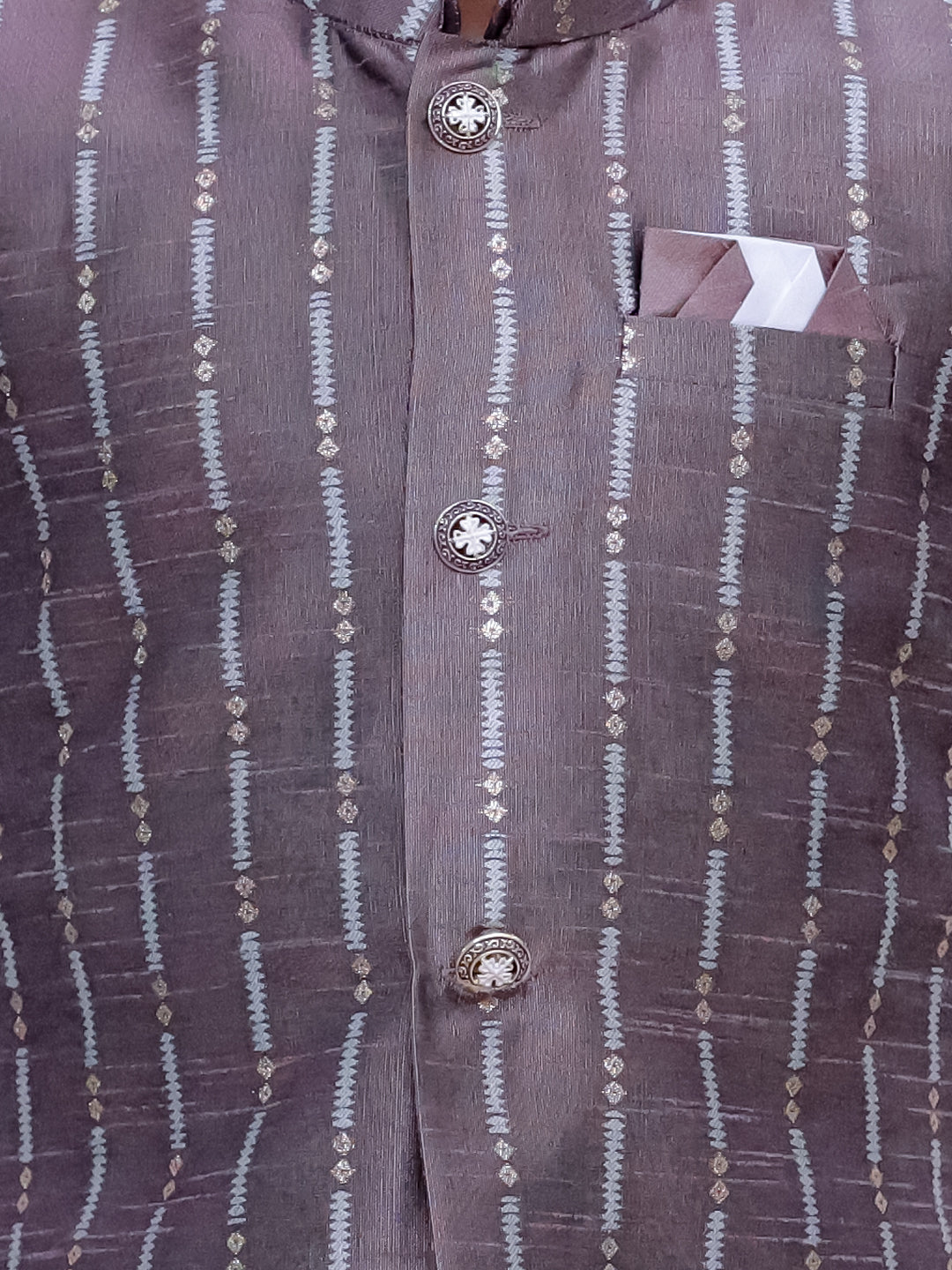 KID1 Utsav Jacket with Kurta Pyjama Brown