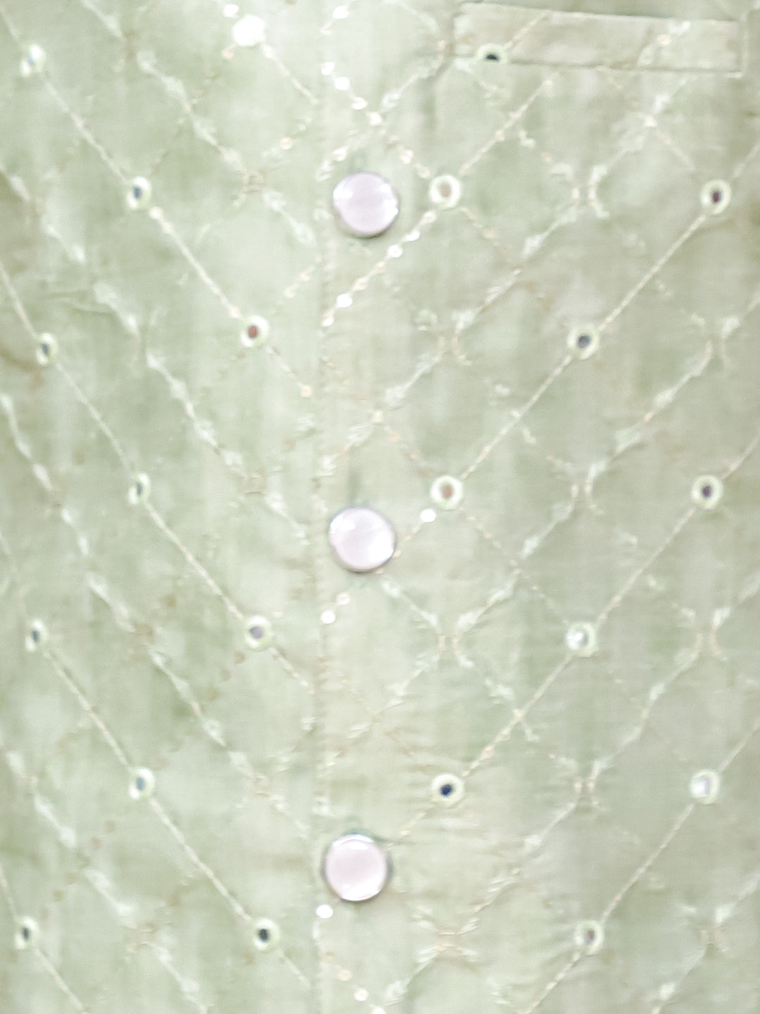 KID1 Mirror work Jacket Kurta Set Green