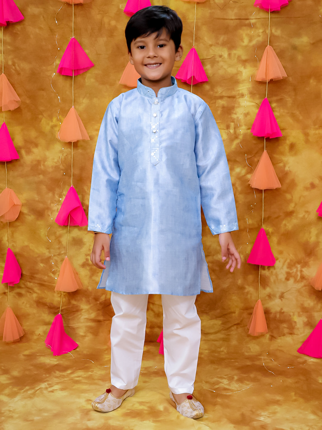 KID1 Mirror work Jacket Kurta Set Blue