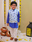 KID1 Printed Jacket with Kurta Pyjama Blue