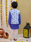 KID1 Printed Jacket with Kurta Pyjama Blue