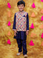 KID1 Digital Print Jacket With Solid Kurta Pyjama Navy Blue