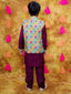KID1 Digital Print Jacket With Solid Kurta Pyjama Purple