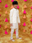 KID1 Zari Weave Jacket with Silk Kurta Pyjama Offwhite