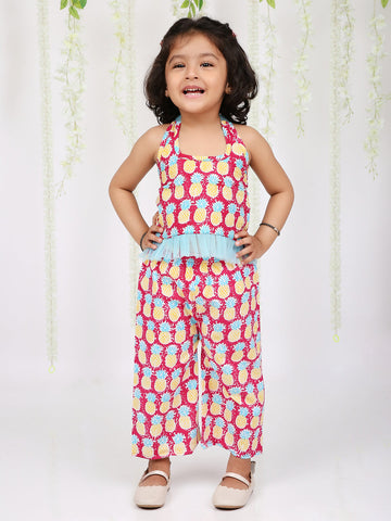 KID1 Pina Colada Halter Neck Top With Pant Pink